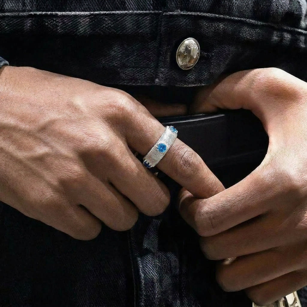 Silver Blue Rune - Ring