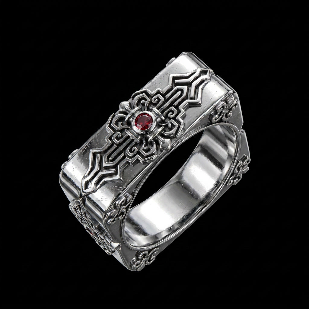 Silver Red Dot - Ring