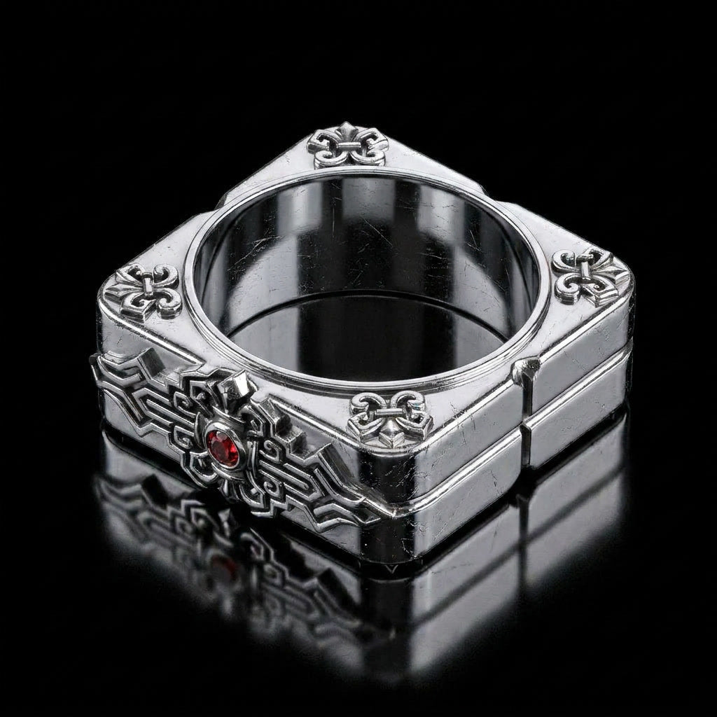 Silver Red Dot - Ring