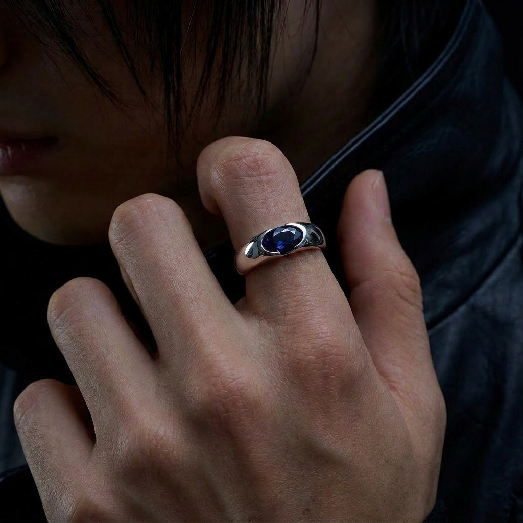 Silver Sapphire Freesize - Ring