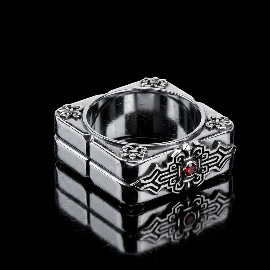 Silver Red Dot - Ring