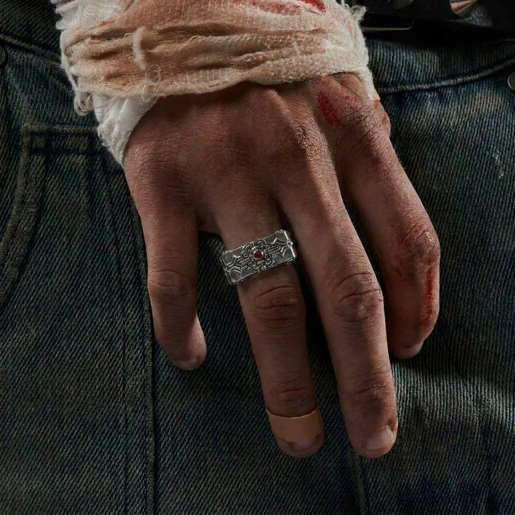 Silver Red Dot - Ring