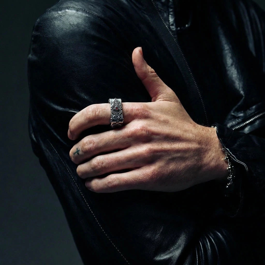 Silver Red Dot - Ring