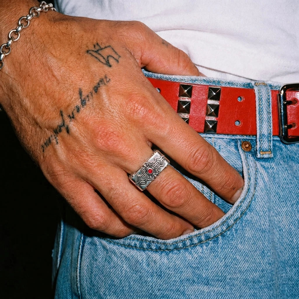Silver Red Dot - Ring